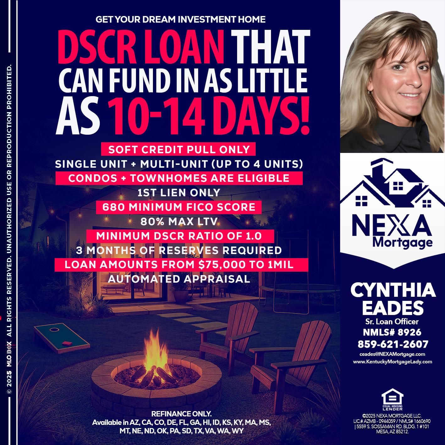 DSCR LOAN - Cynthia Eades -Sr. Loan Officer