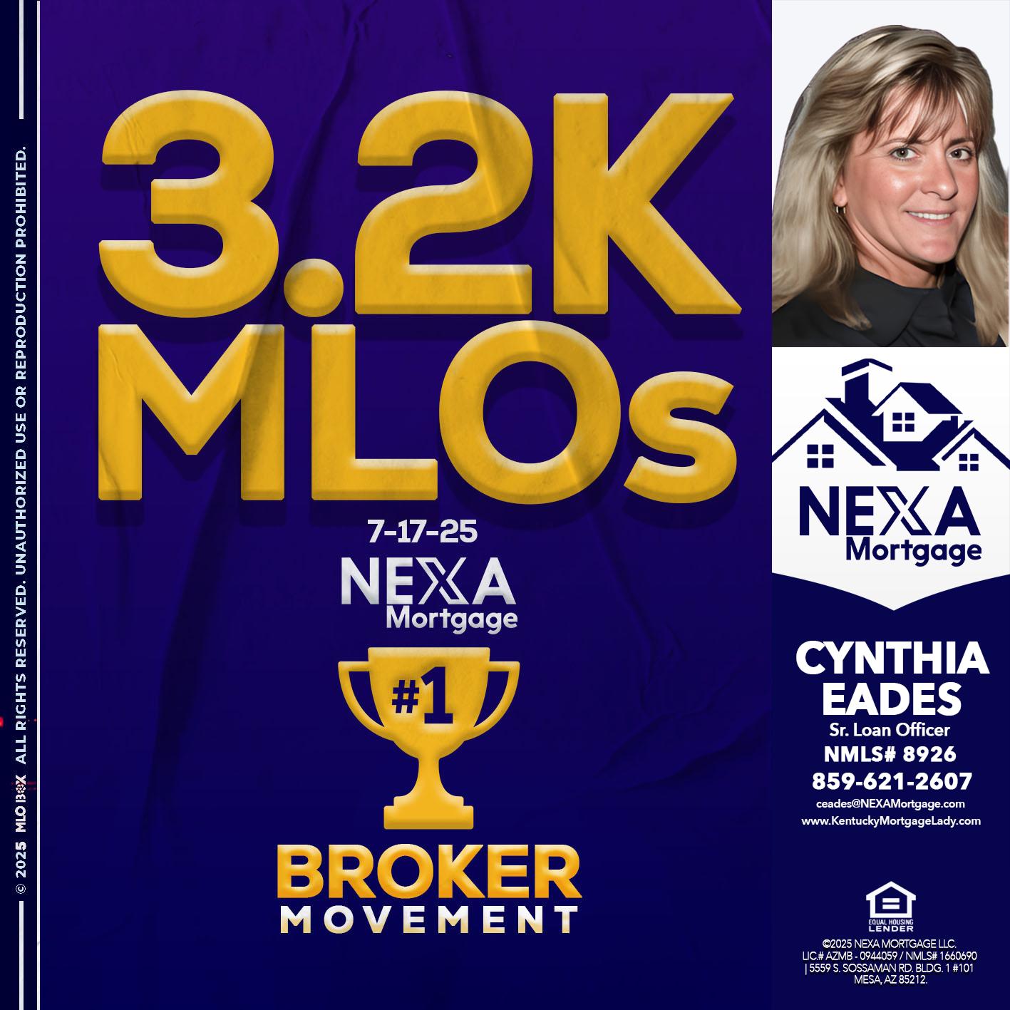 3.2K MLOs - Cynthia Eades -Sr. Loan Officer