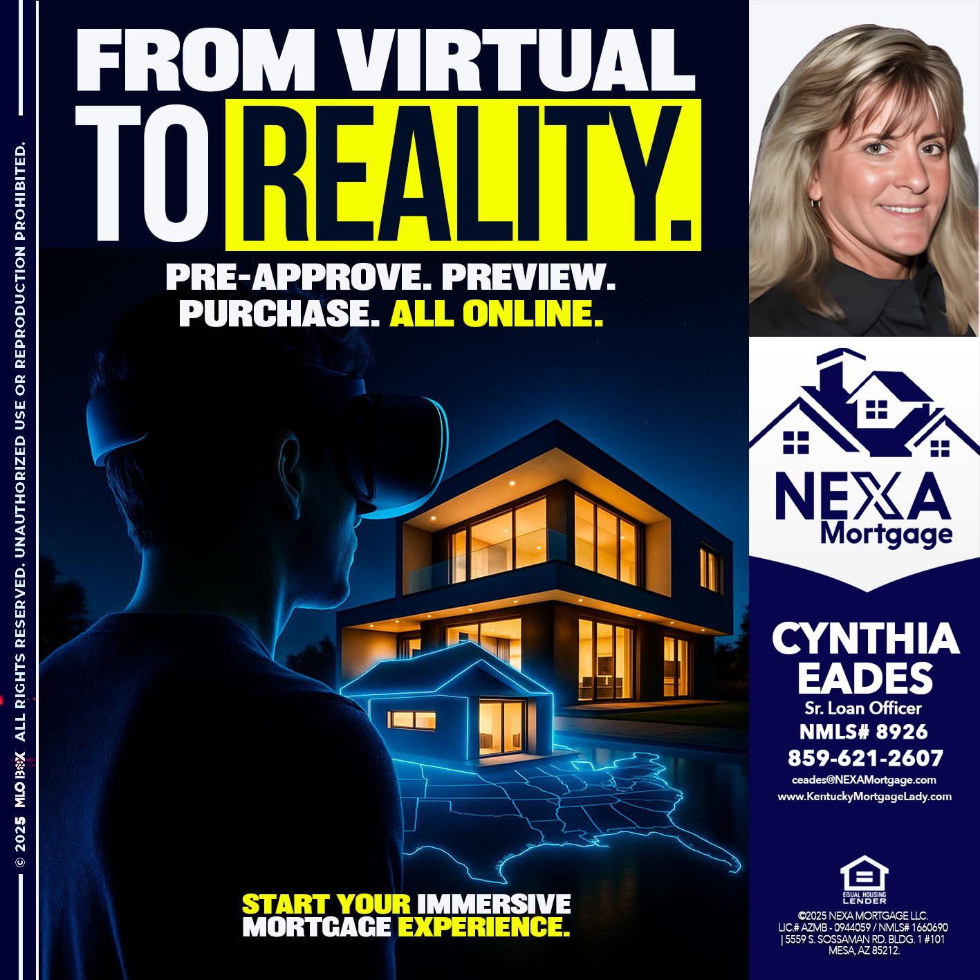 FROM VIRTUAL - Cynthia Eades -Sr. Loan Officer