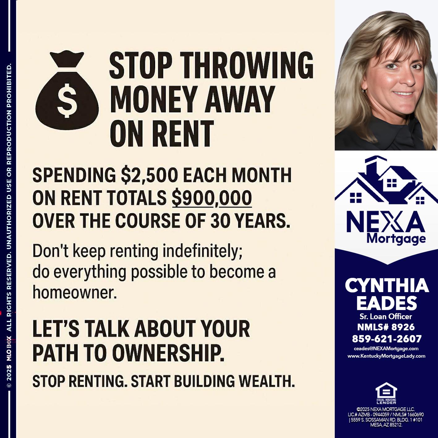 STOP THROWING - Cynthia Eades -Sr. Loan Officer