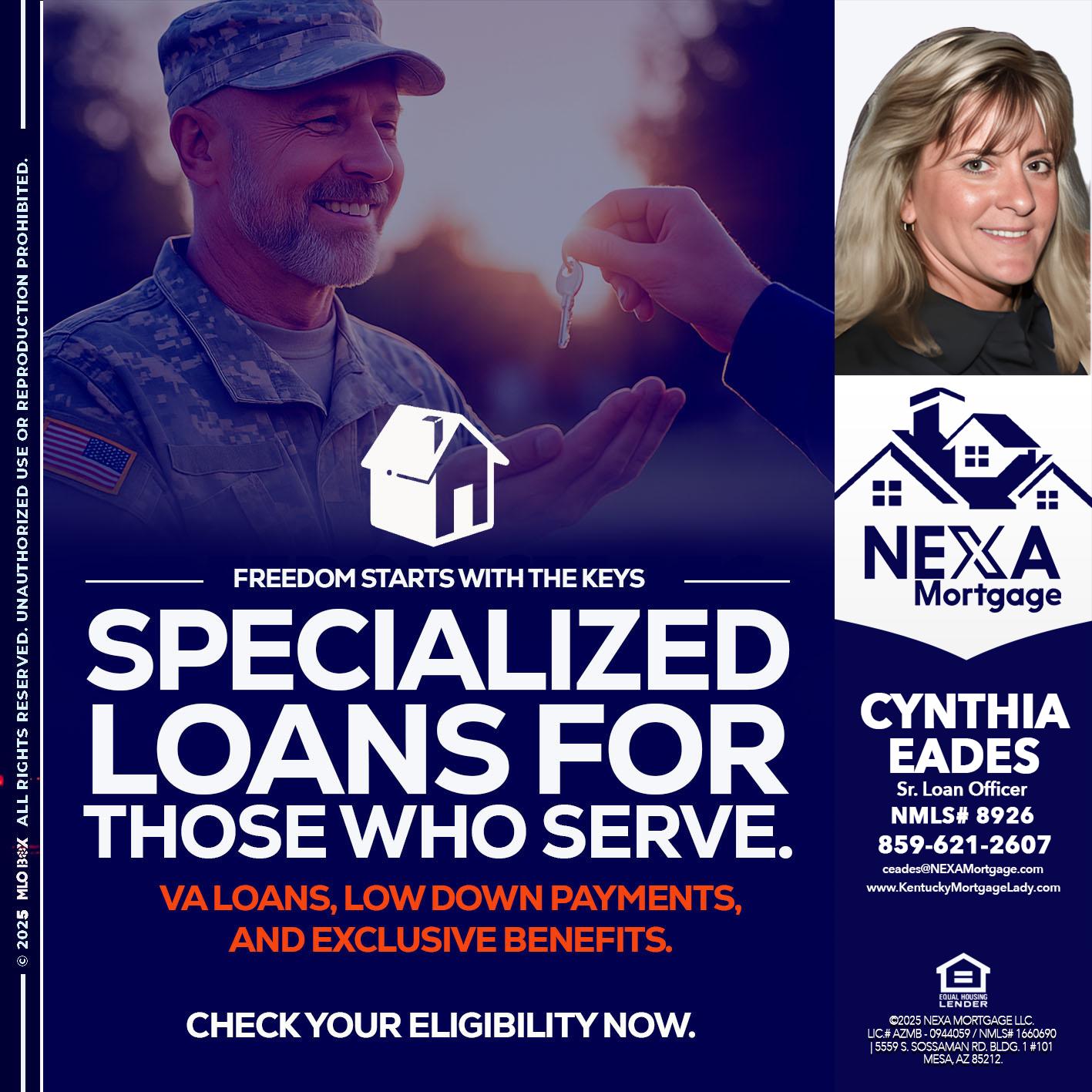 SPECIALIZED LOANS - Cynthia Eades -Sr. Loan Officer