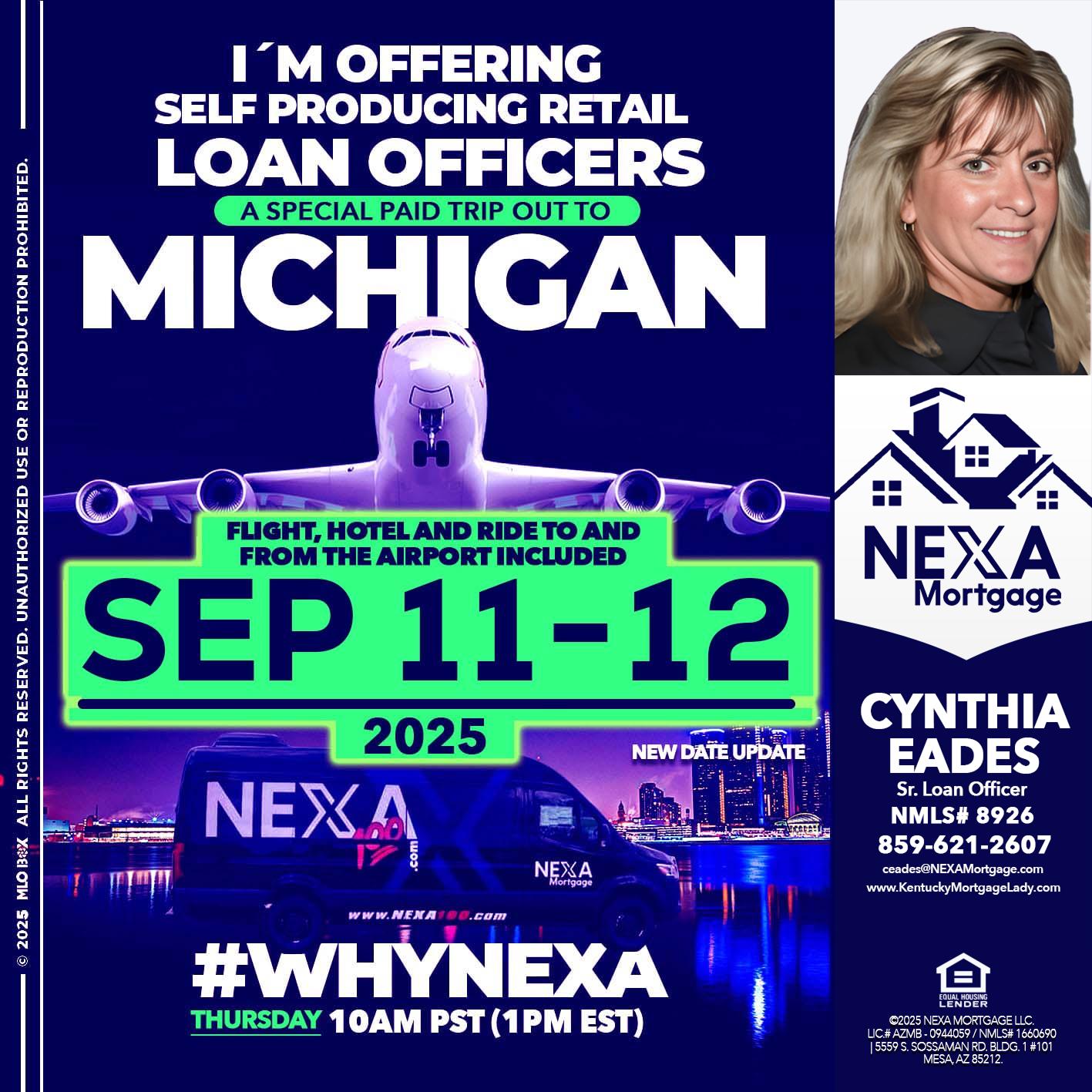 MICHIGAN TRIP - Cynthia Eades -Sr. Loan Officer