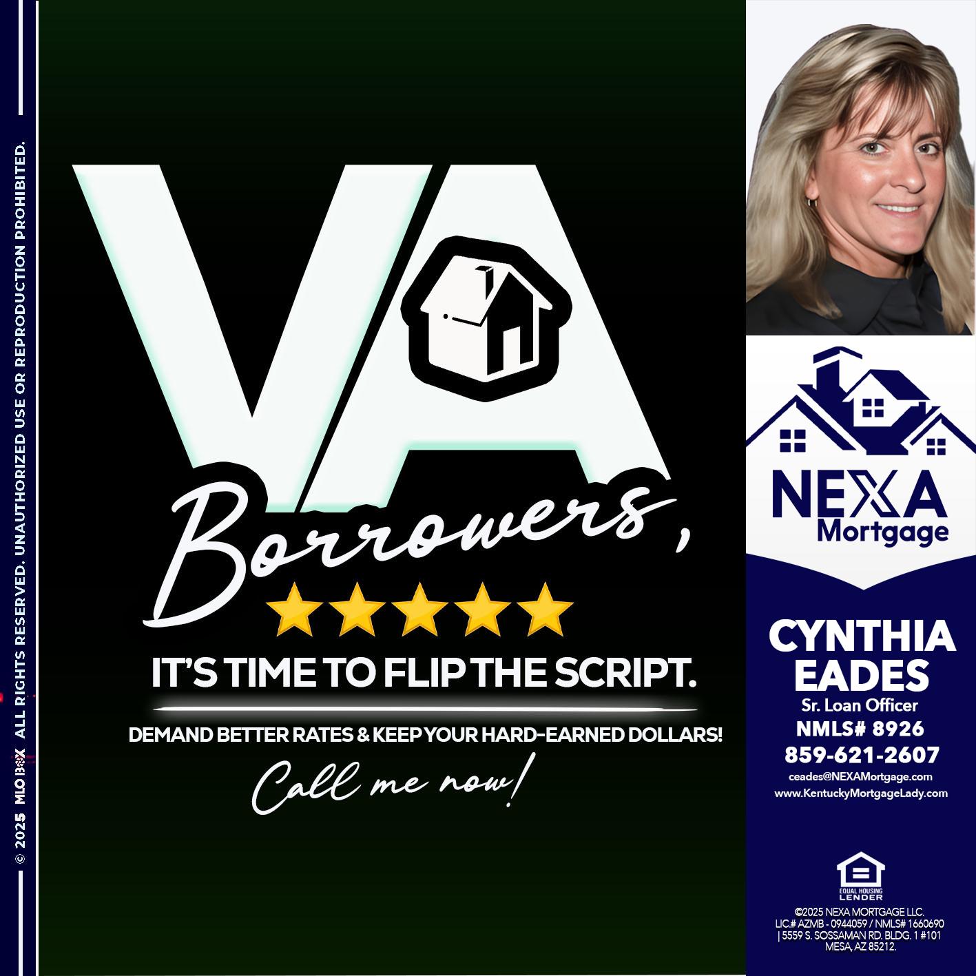 VA BORROWERS - Cynthia Eades -Sr. Loan Officer