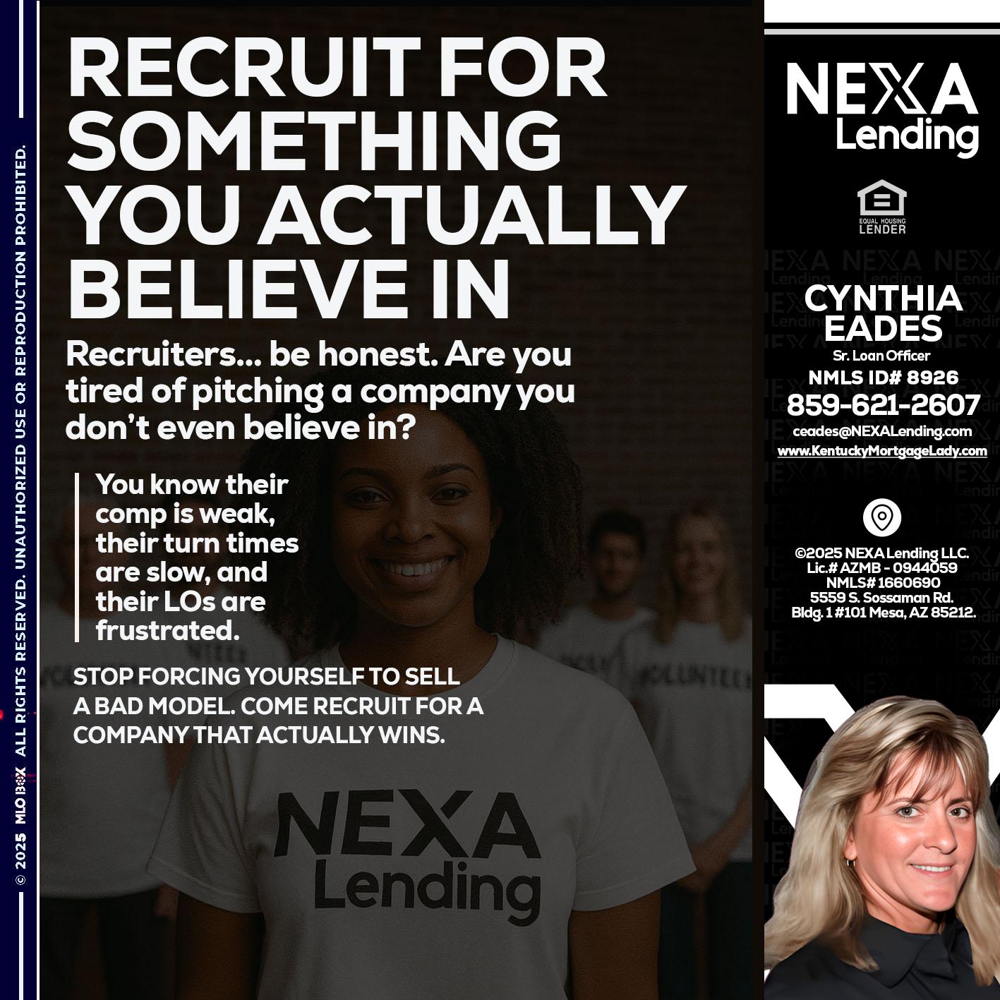 RECRUITING - Cynthia Eades -Sr. Loan Officer
