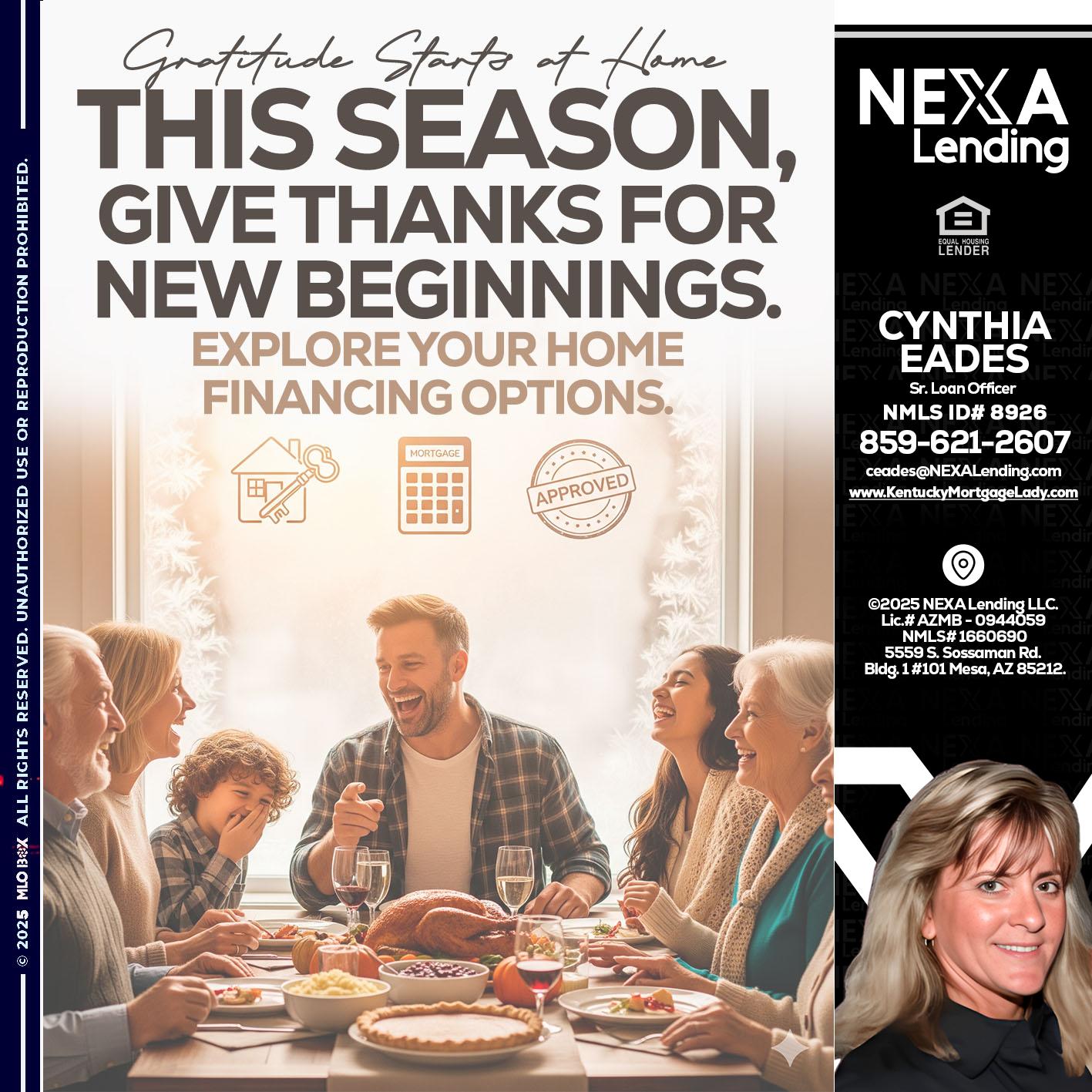 THIS SEASON - Cynthia Eades -Sr. Loan Officer