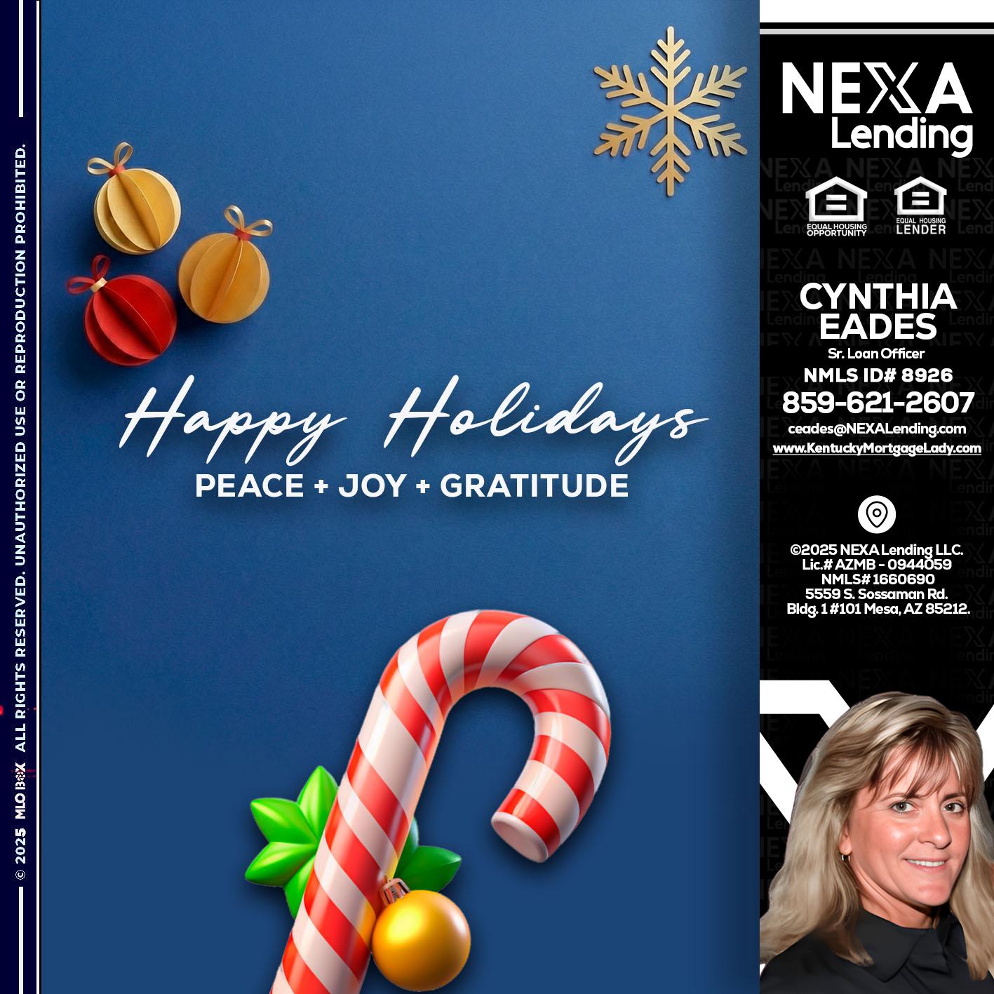 HAPPY HOLIDAYS - Cynthia Eades -Sr. Loan Officer