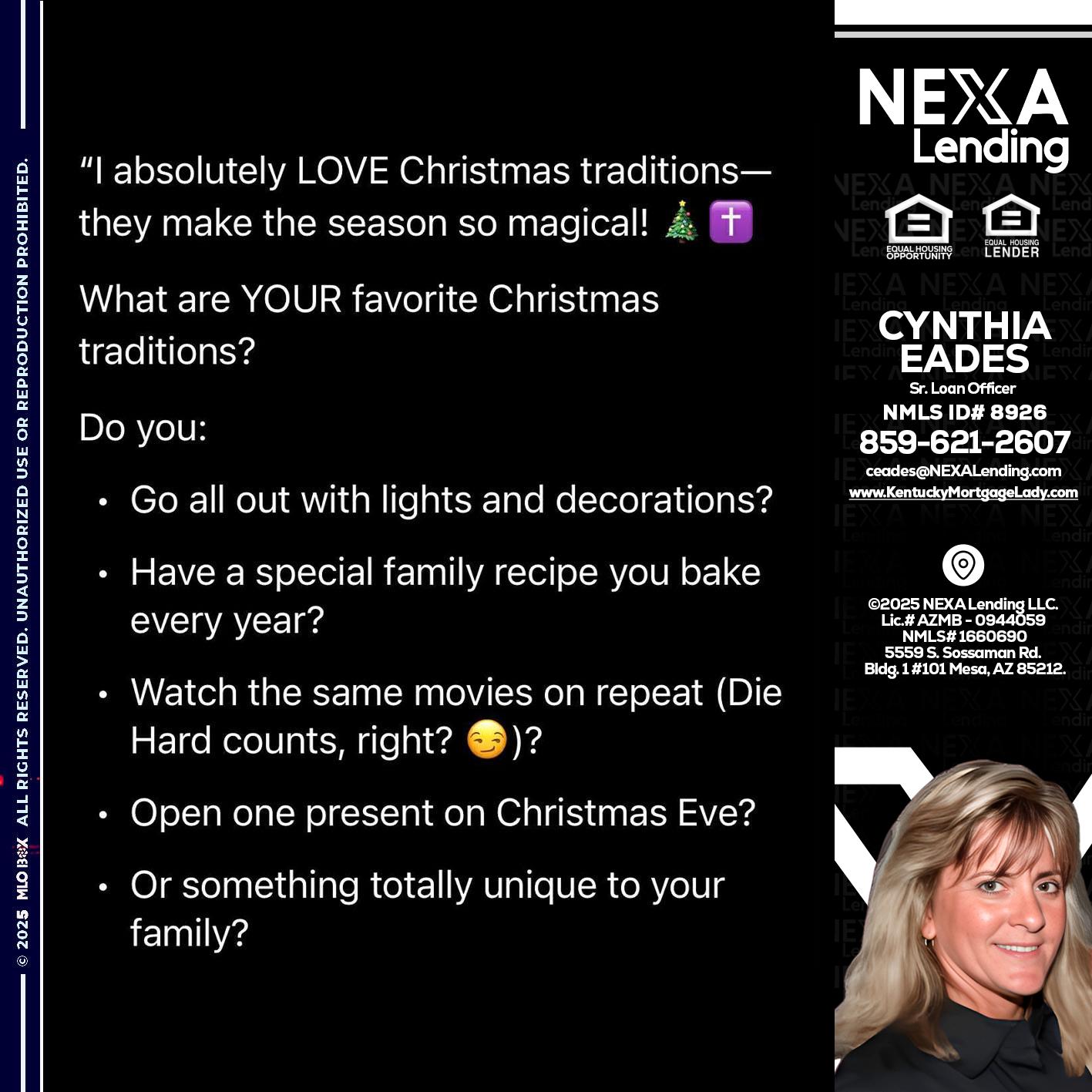 I love christmas - Cynthia Eades -Sr. Loan Officer