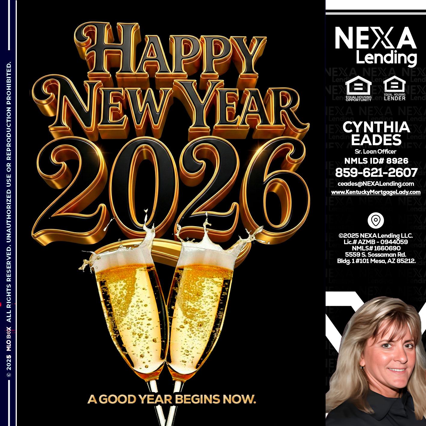 happy new year 2026 - Cynthia Eades -Sr. Loan Officer