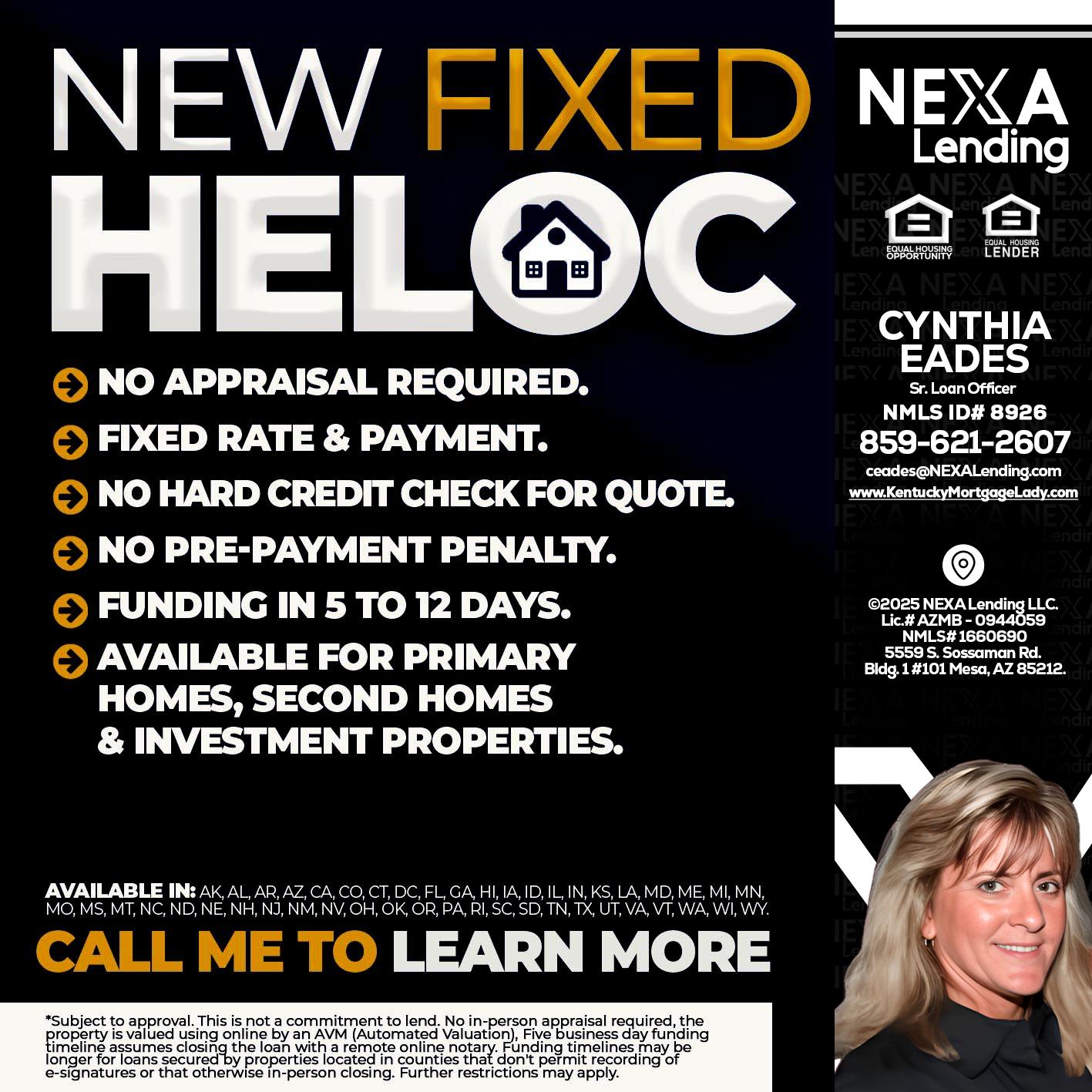 HELOC - Cynthia Eades -Sr. Loan Officer