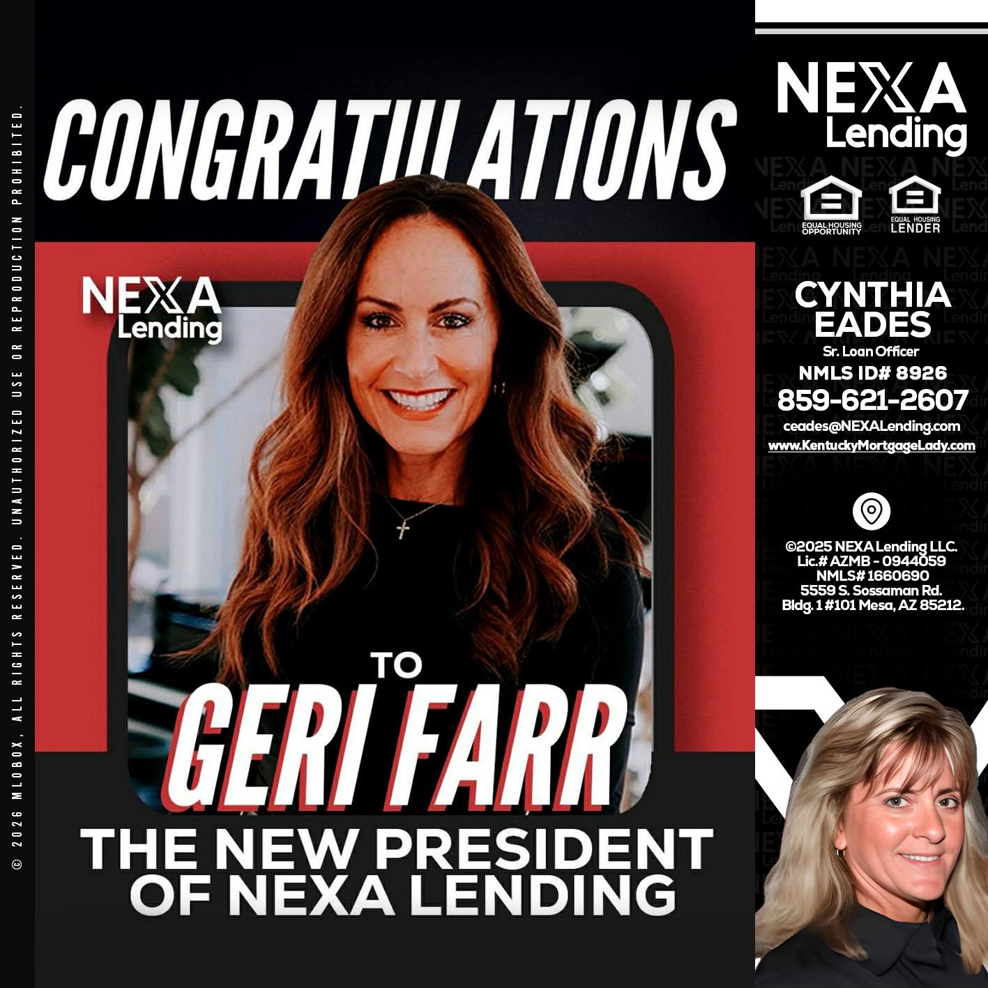 CONGRATULATIONS - Cynthia Eades -Sr. Loan Officer
