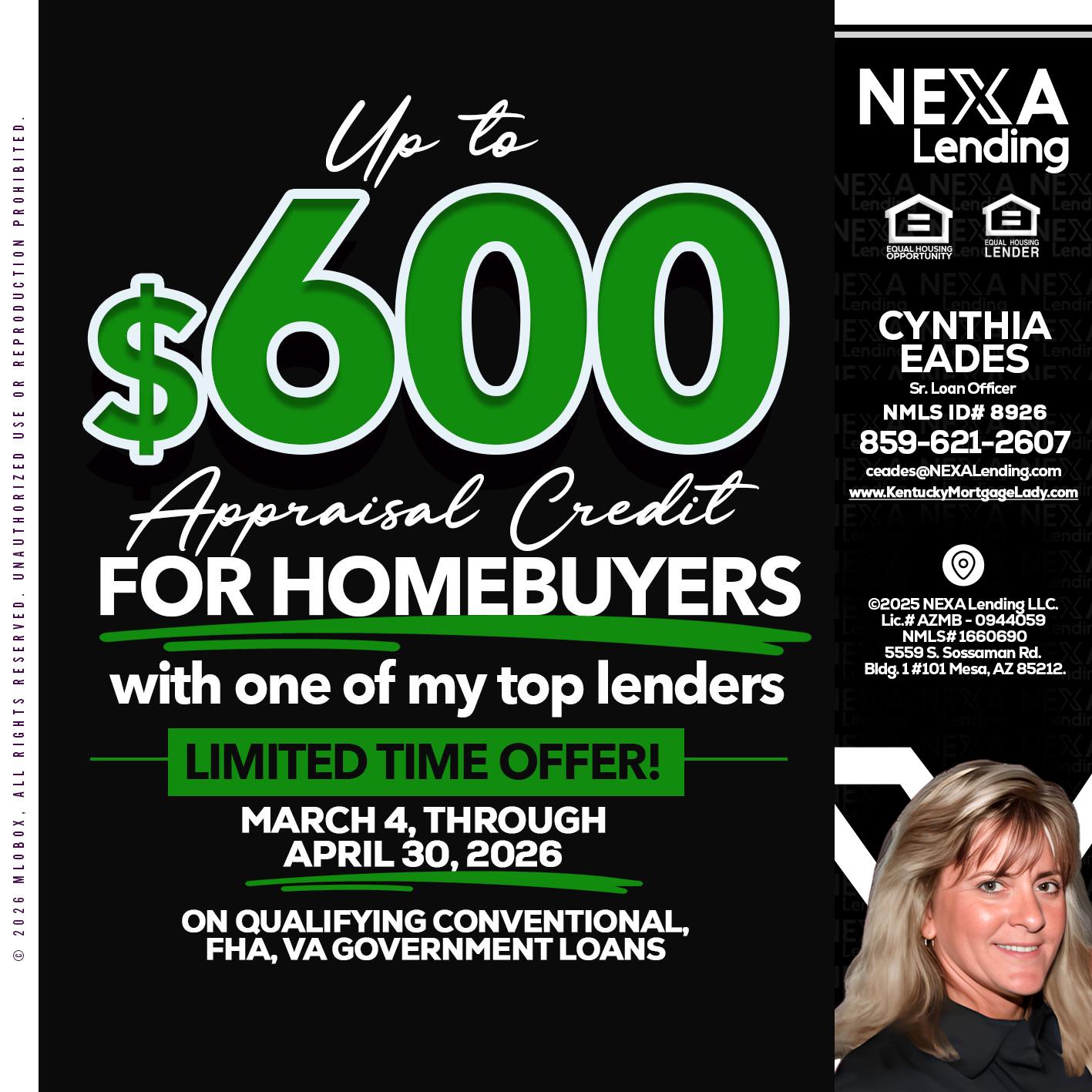 UP TO 600 - Cynthia Eades -Sr. Loan Officer