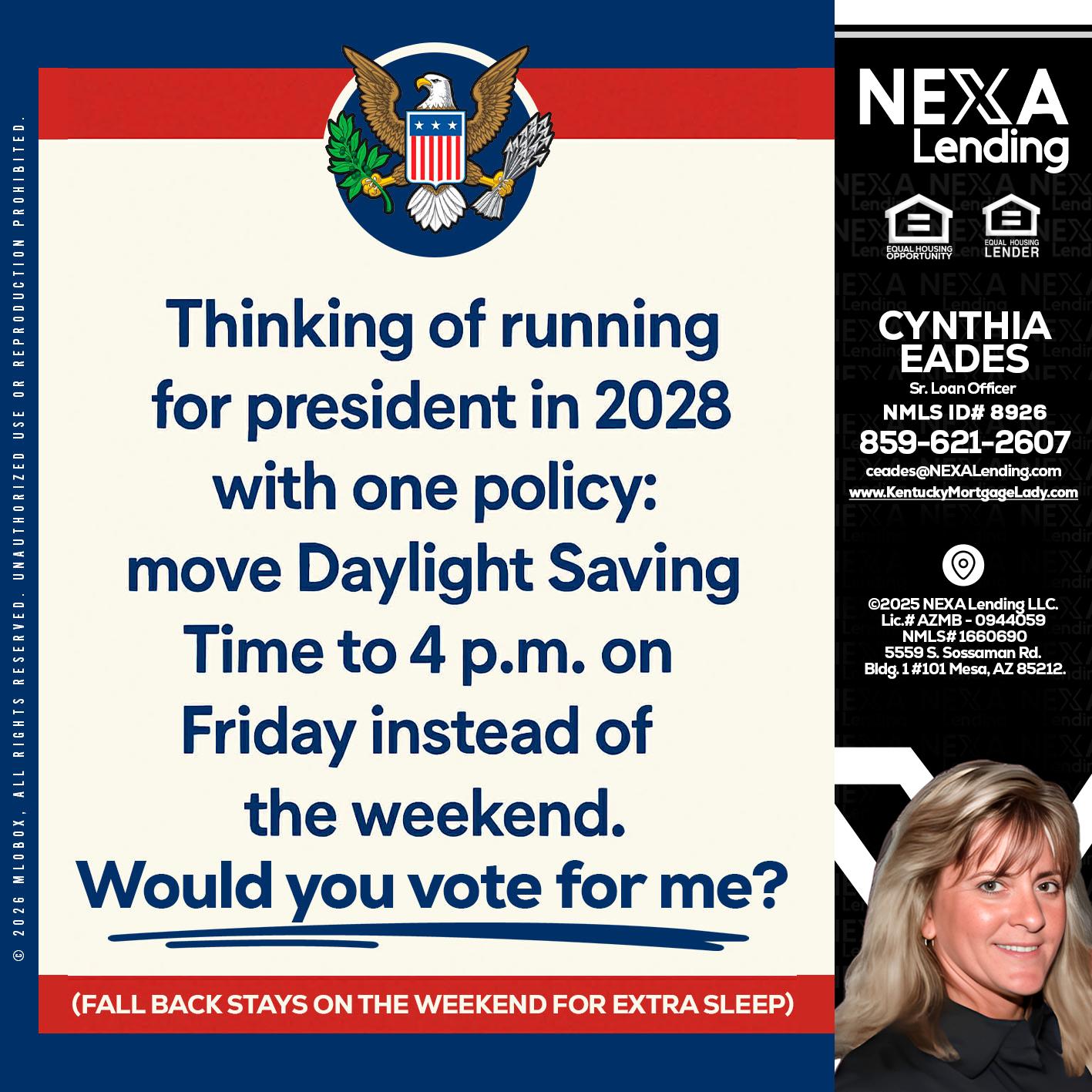 THINKING OF RUNING - Cynthia Eades -Sr. Loan Officer