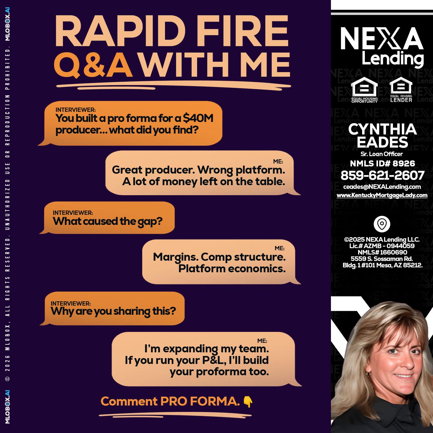 RAPID FIRE - Cynthia Eades -Sr. Loan Officer