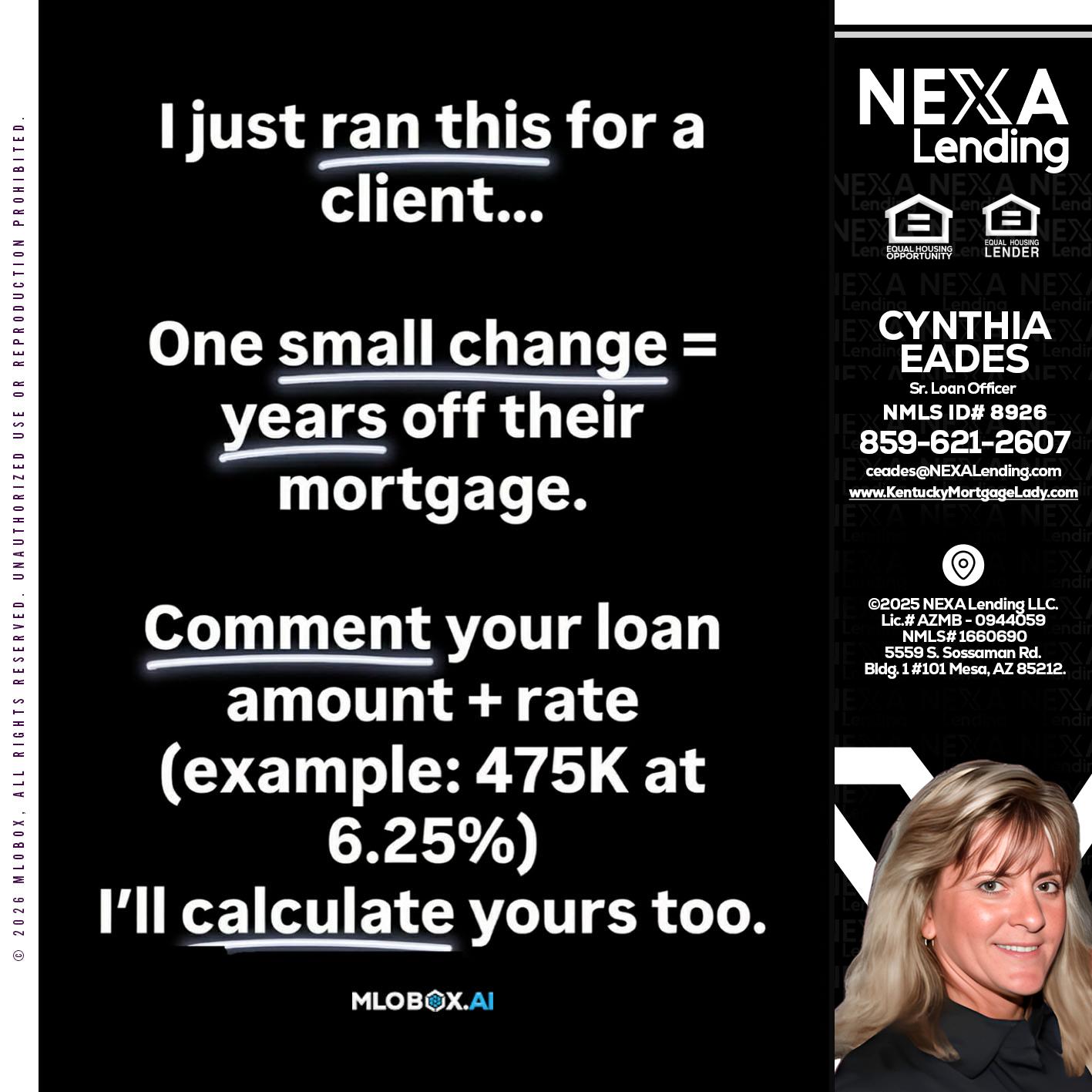 I JUST RAN - Cynthia Eades -Sr. Loan Officer