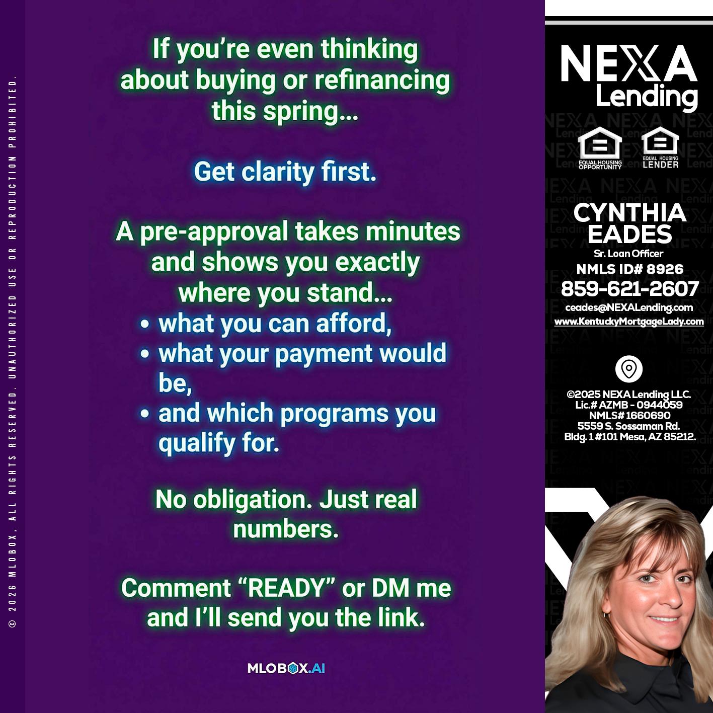 IF YOU THINKING - Cynthia Eades -Sr. Loan Officer