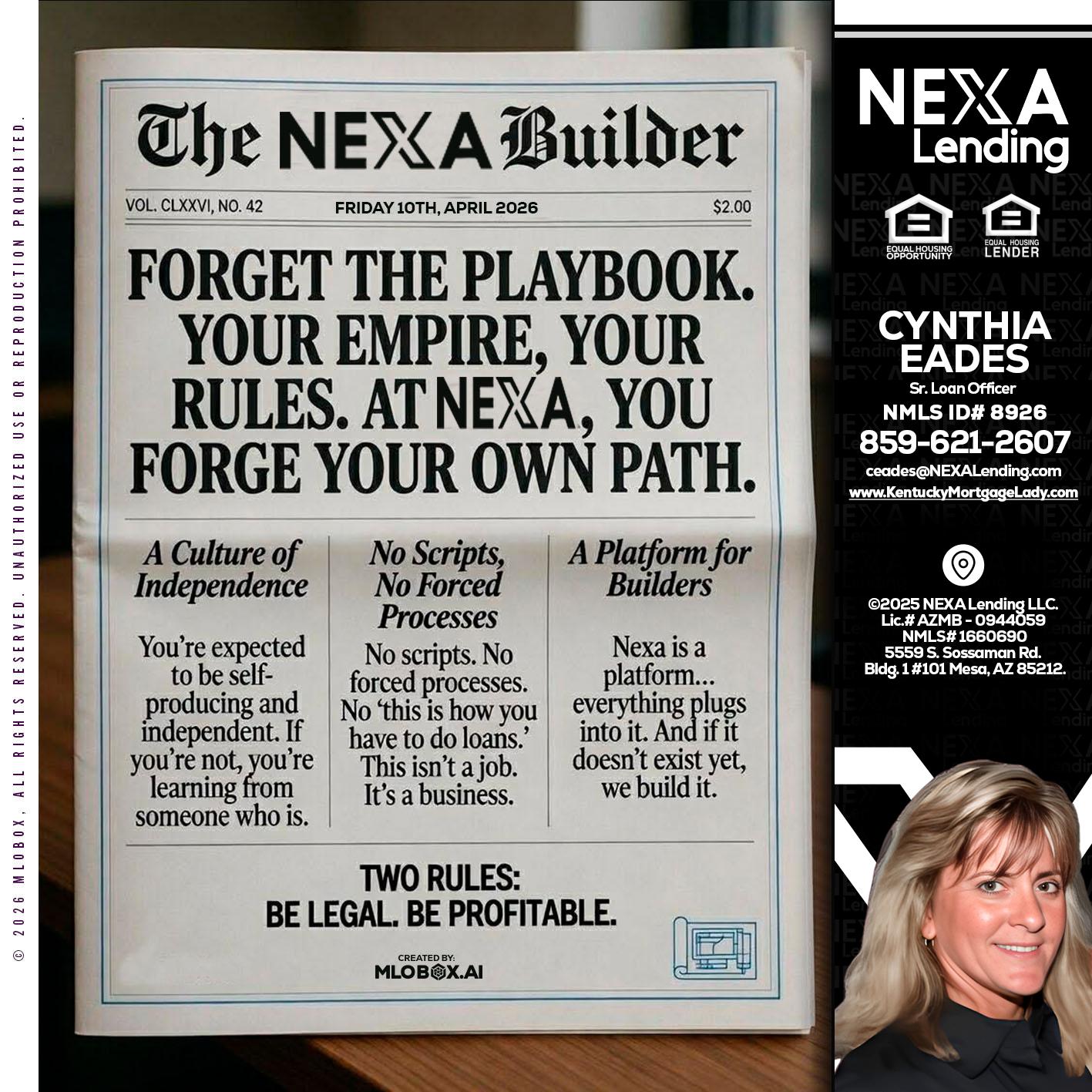 THE NEXA BUILDER - Cynthia Eades -Sr. Loan Officer
