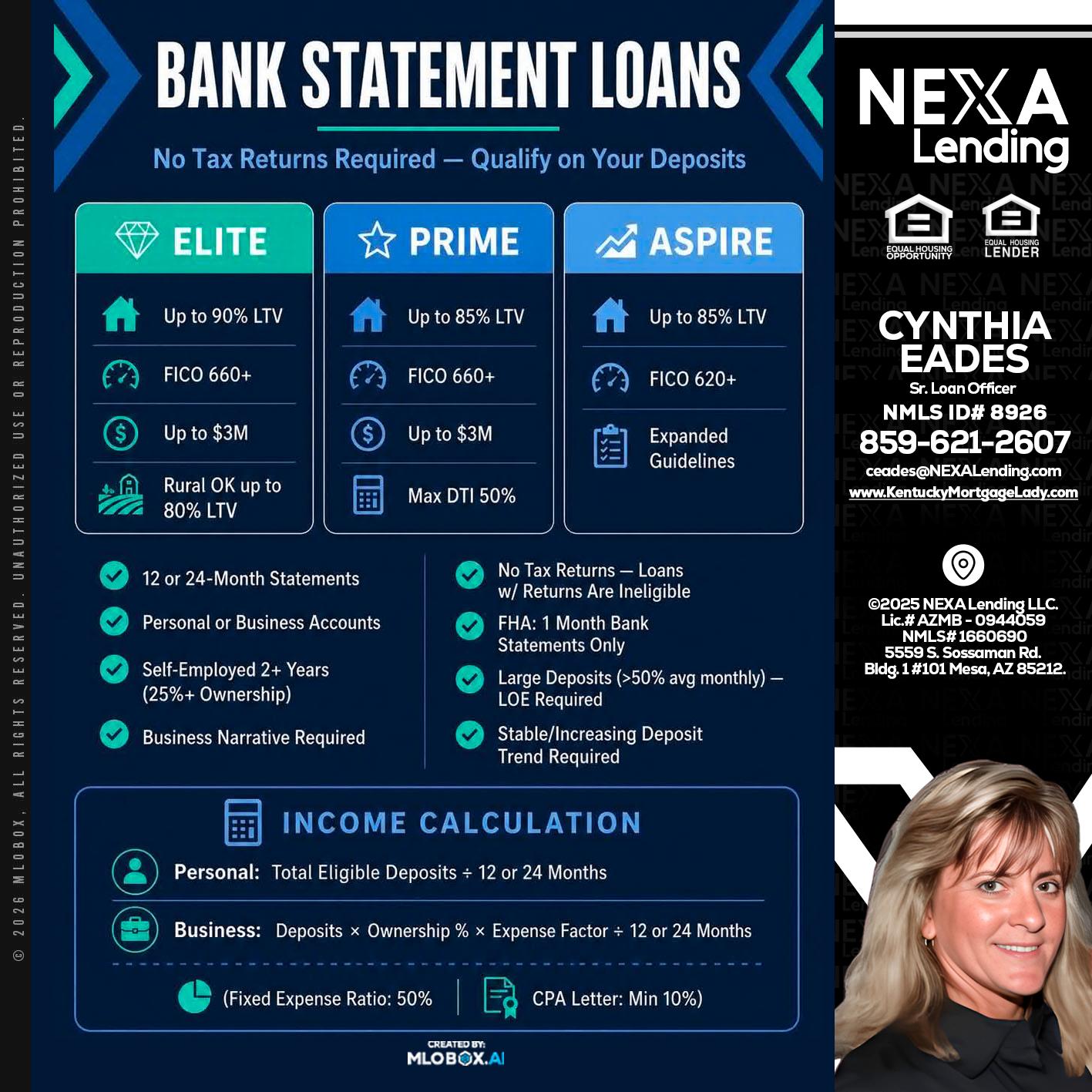BANK STATEMENT - Cynthia Eades -Sr. Loan Officer