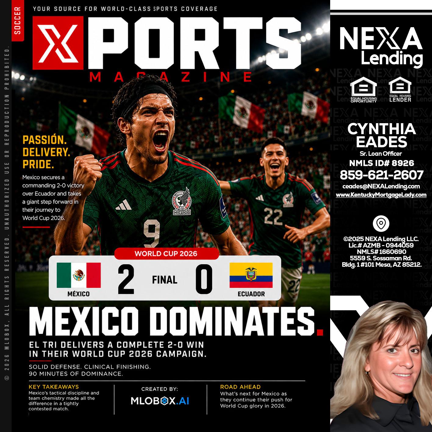 XPORTS MEX 2-0 ECUADOR - Cynthia Eades -Sr. Loan Officer
