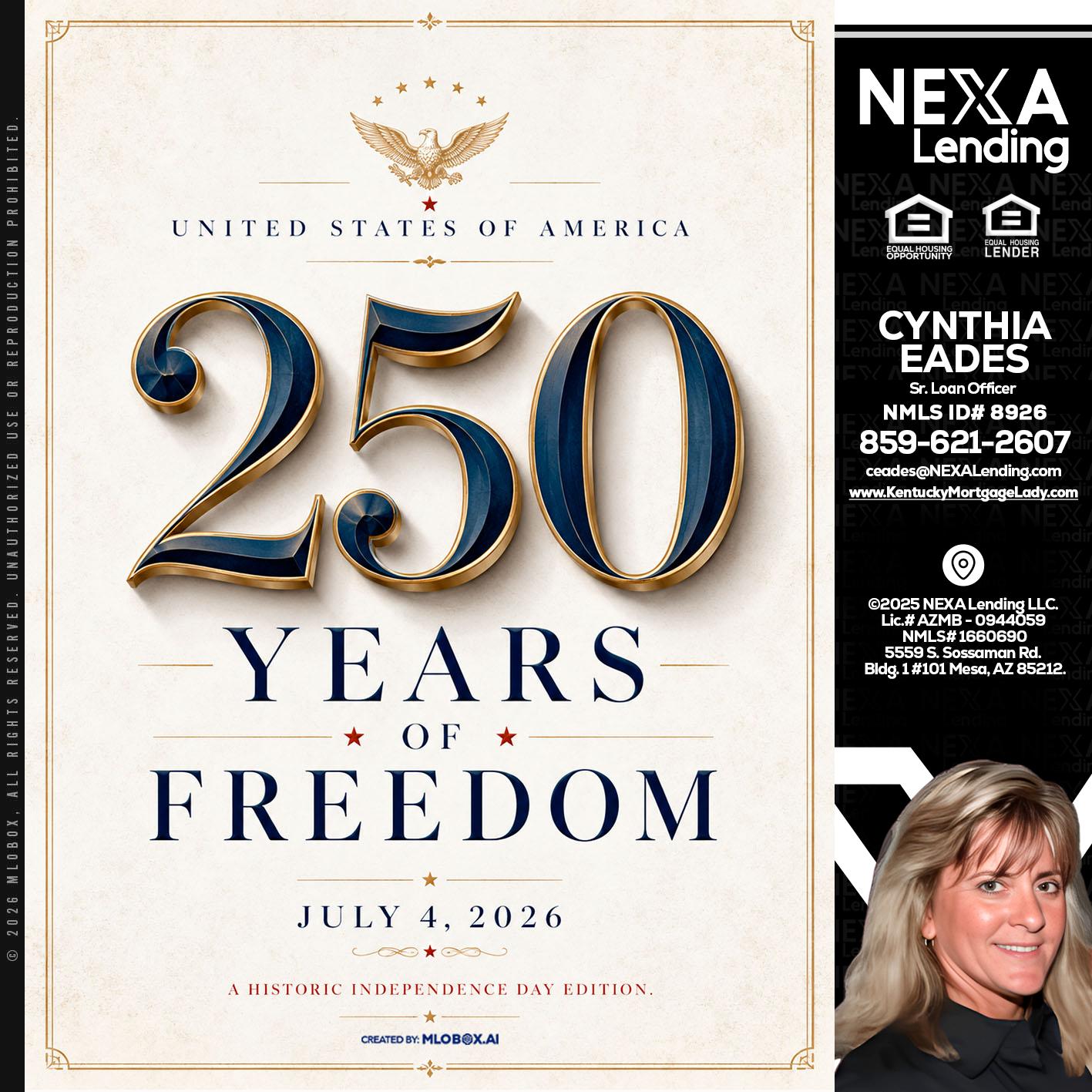 250 YEARS - Cynthia Eades -Sr. Loan Officer