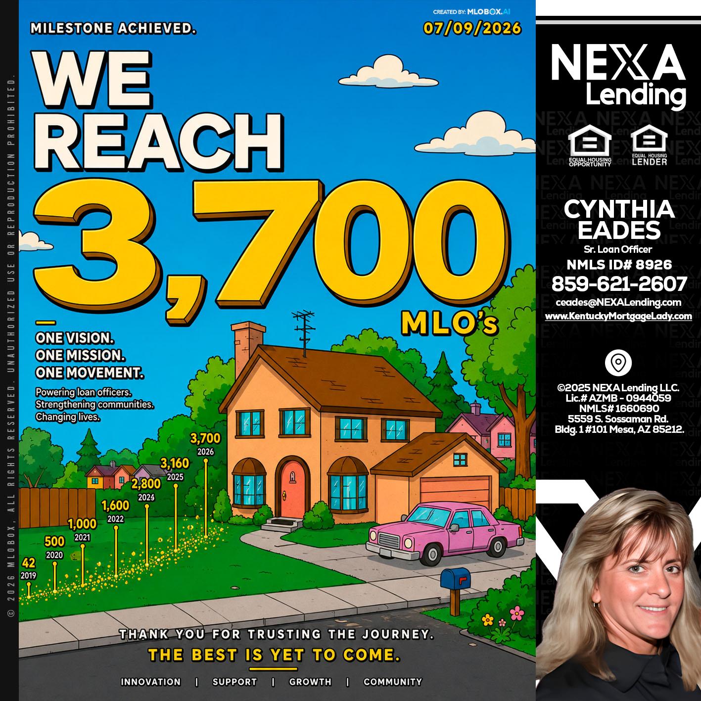 3,700 MLO's - Cynthia Eades -Sr. Loan Officer