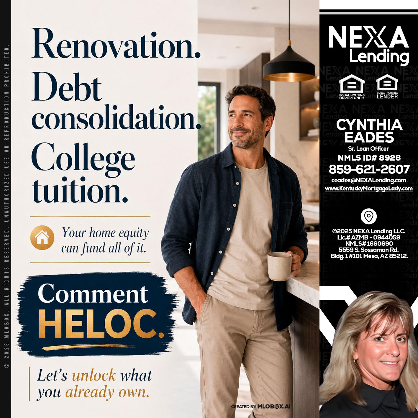 RENOVATION DEBT - Cynthia Eades -Sr. Loan Officer