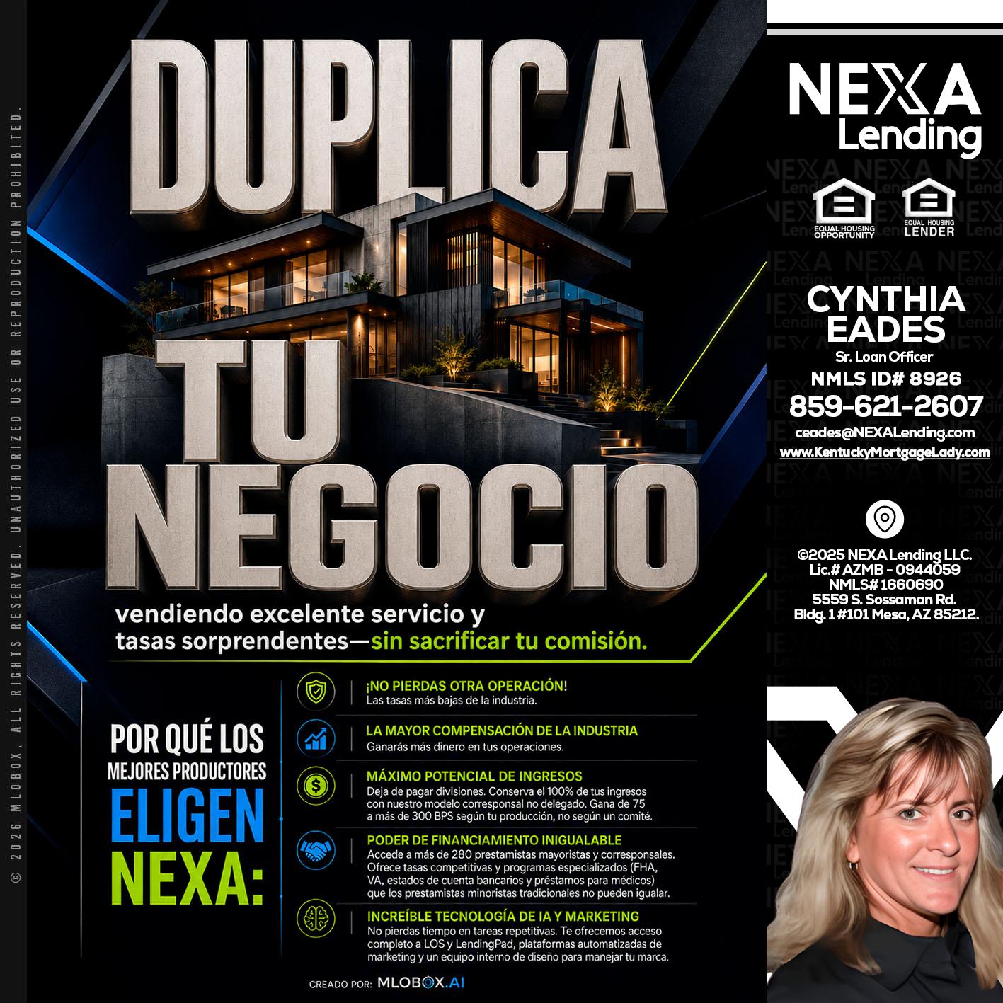 DUPLICA TU NEGOCIO - Cynthia Eades -Sr. Loan Officer