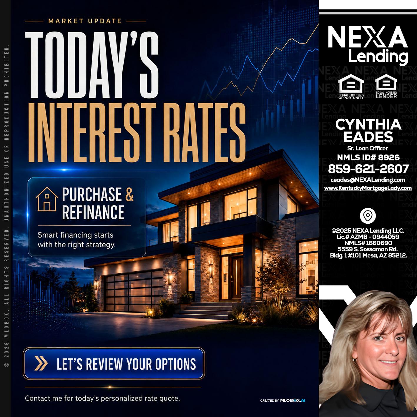 TODAYS RATES - Cynthia Eades -Sr. Loan Officer