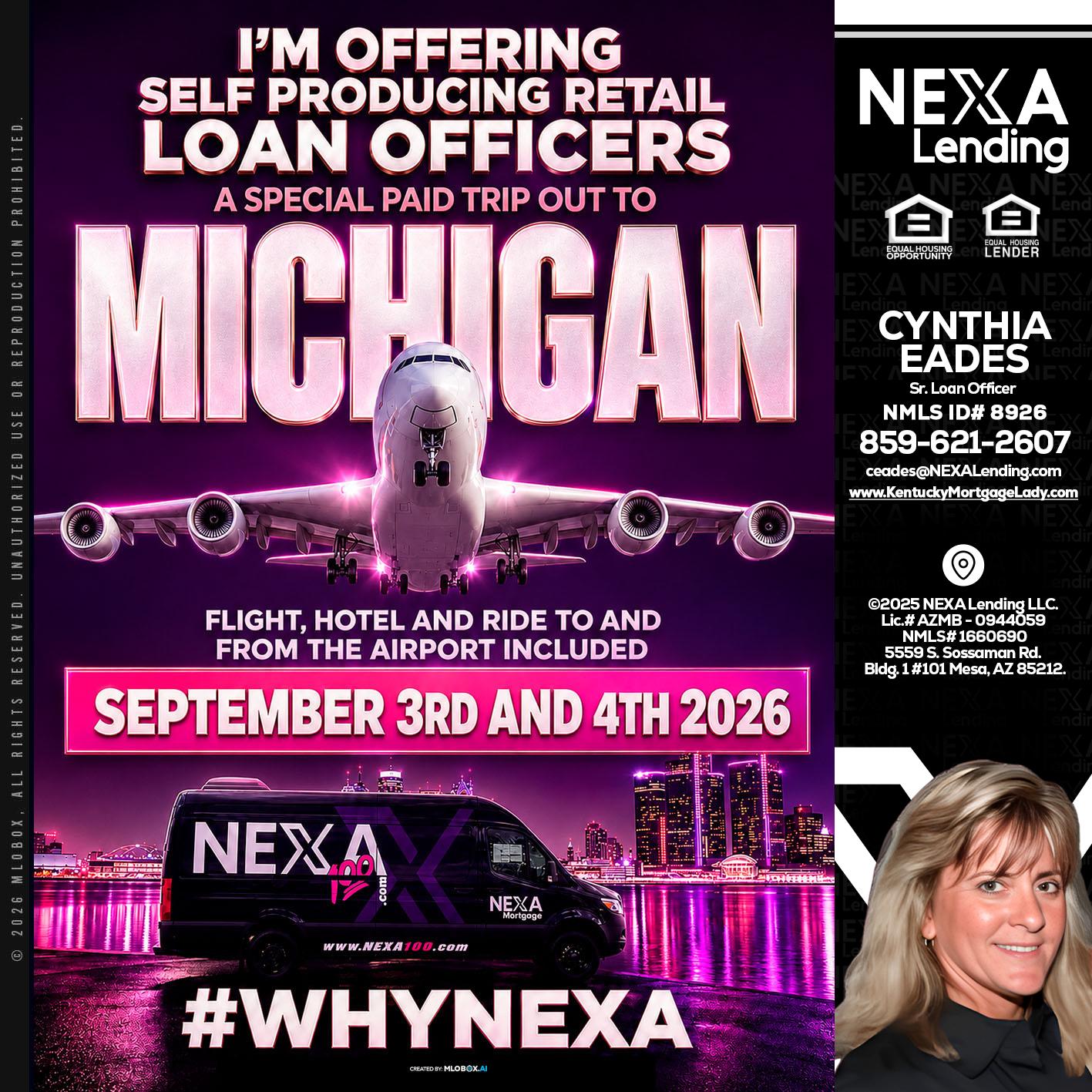 MICHIGAN TRIP - Cynthia Eades -Sr. Loan Officer