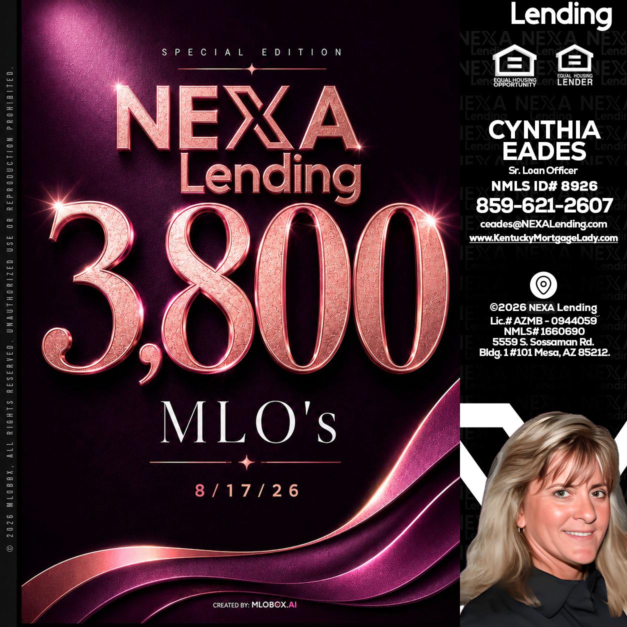 3800 MLOs - Cynthia Eades -Sr. Loan Officer