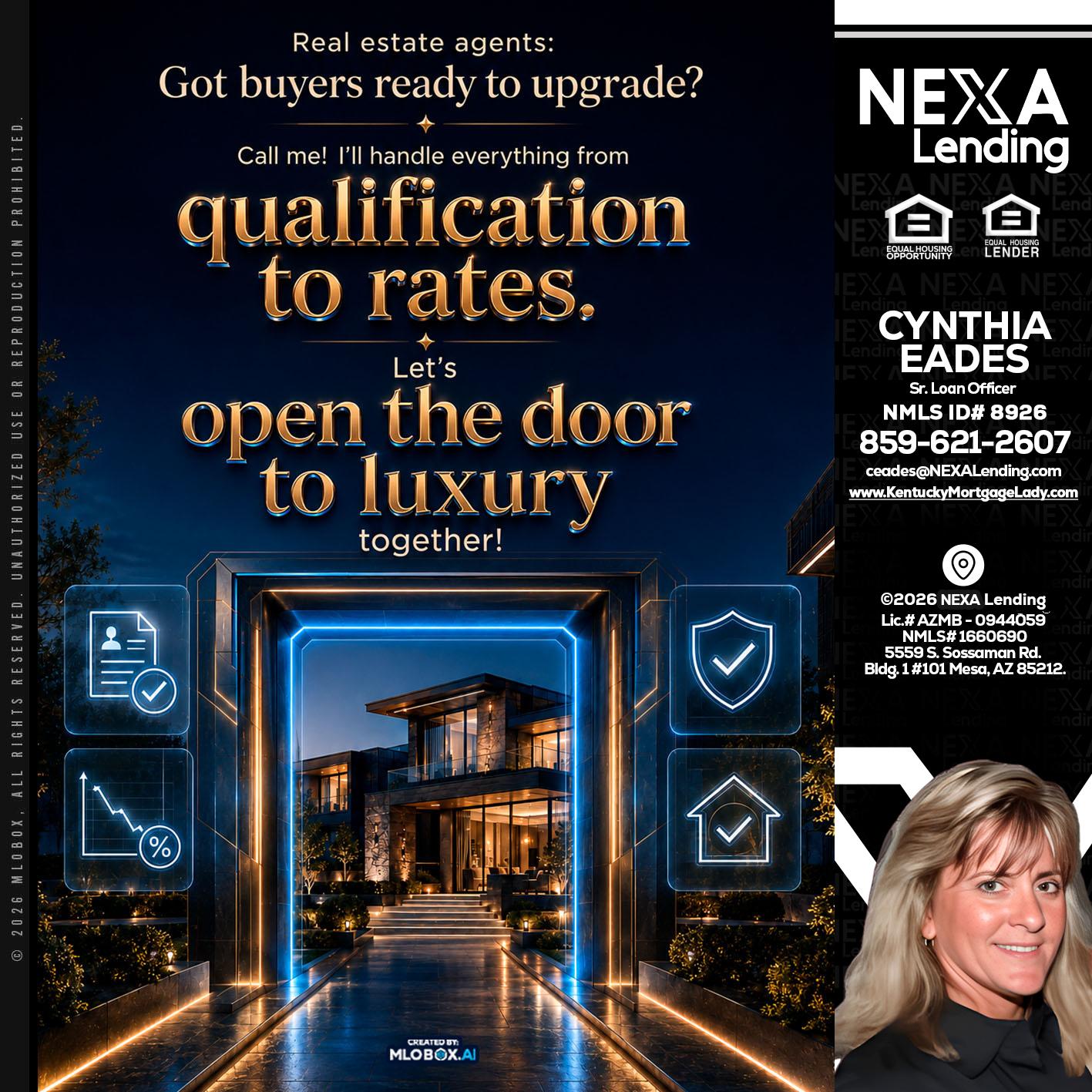 QUALIFICATION TO RATES - Cynthia Eades -Sr. Loan Officer