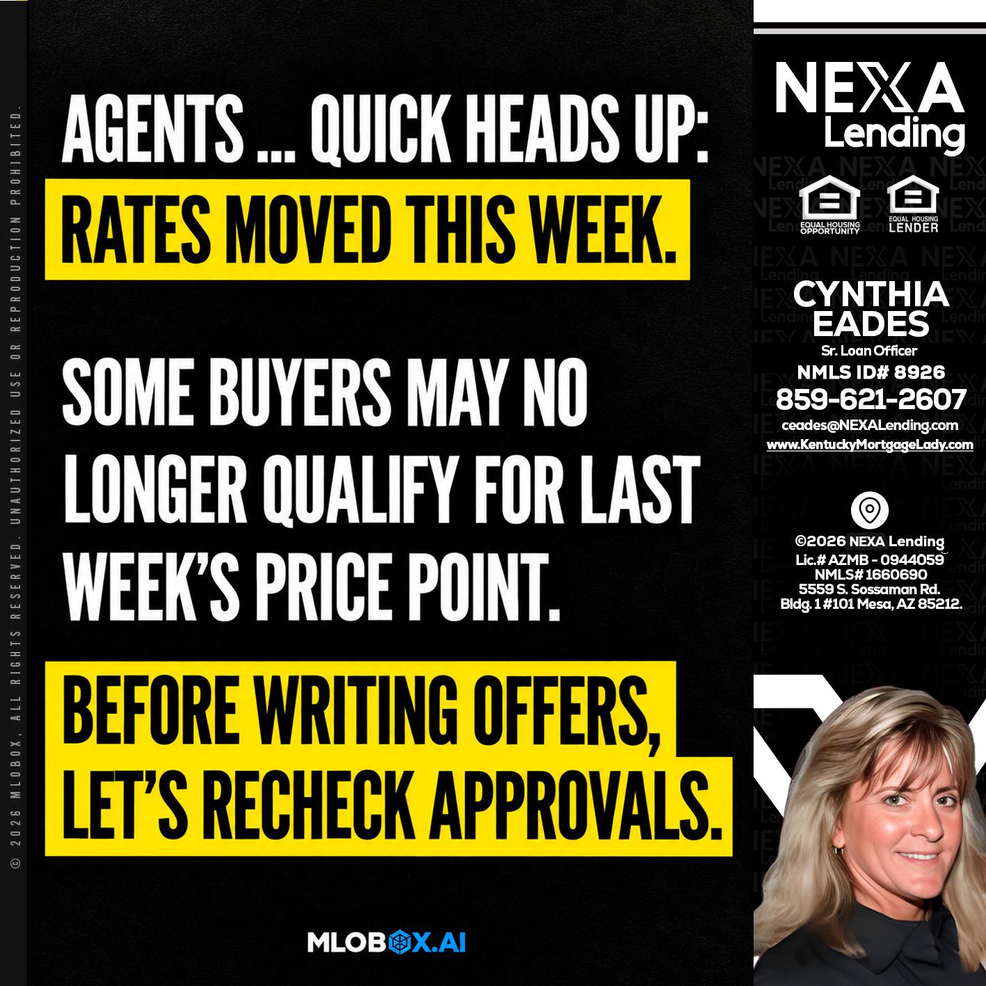 AGENTS QUICK - Cynthia Eades -Sr. Loan Officer