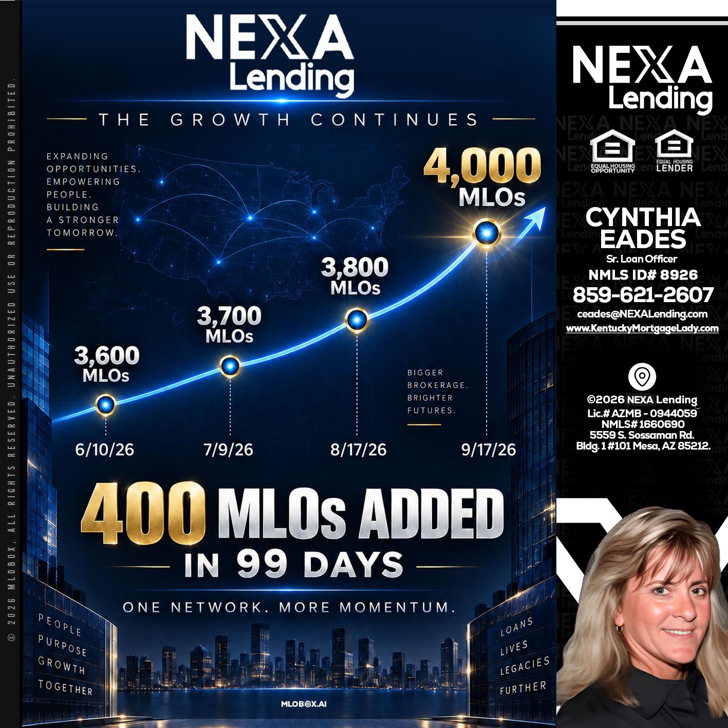 NEXA Lending 4000 MLOs - Cynthia Eades -Sr. Loan Officer