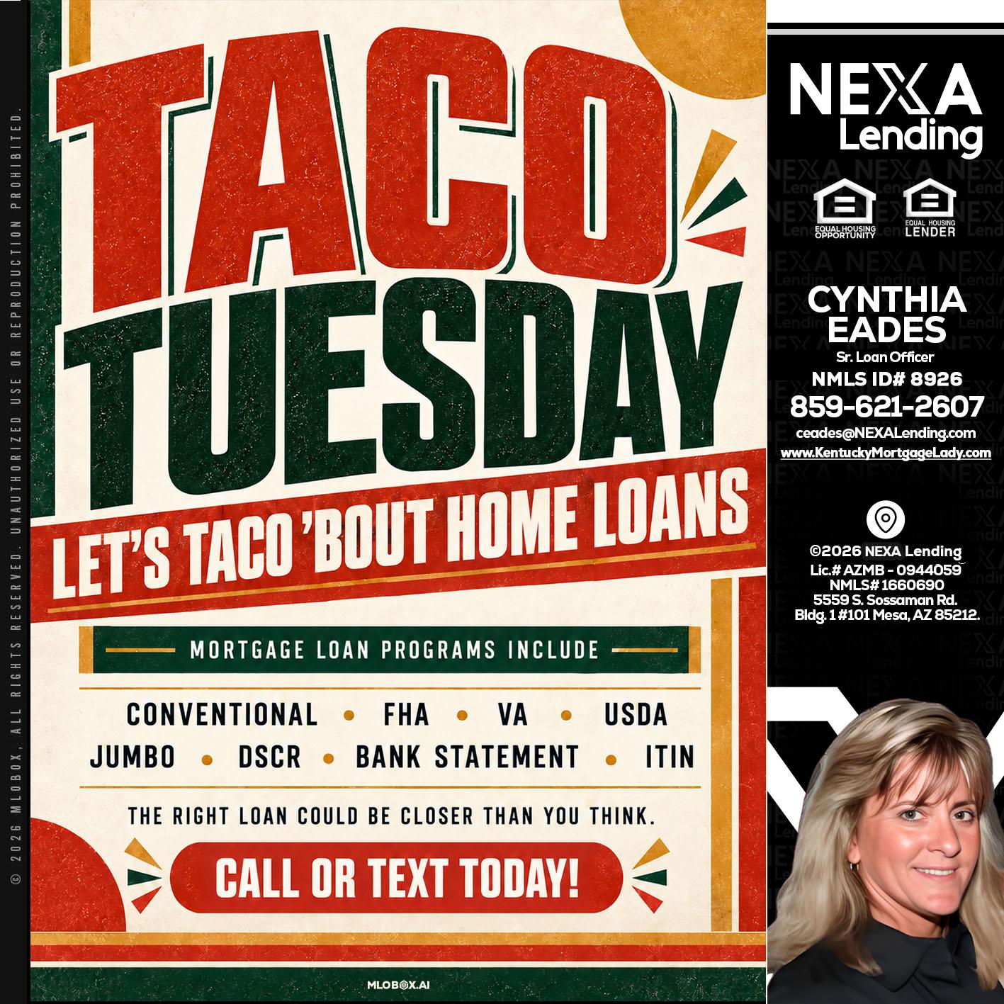 TACO TUESDAY - Cynthia Eades -Sr. Loan Officer