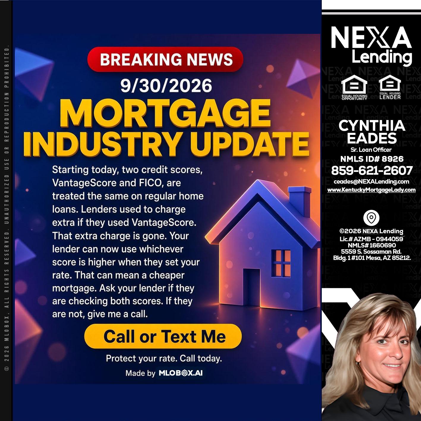 BREAKING NEWS - Cynthia Eades -Sr. Loan Officer