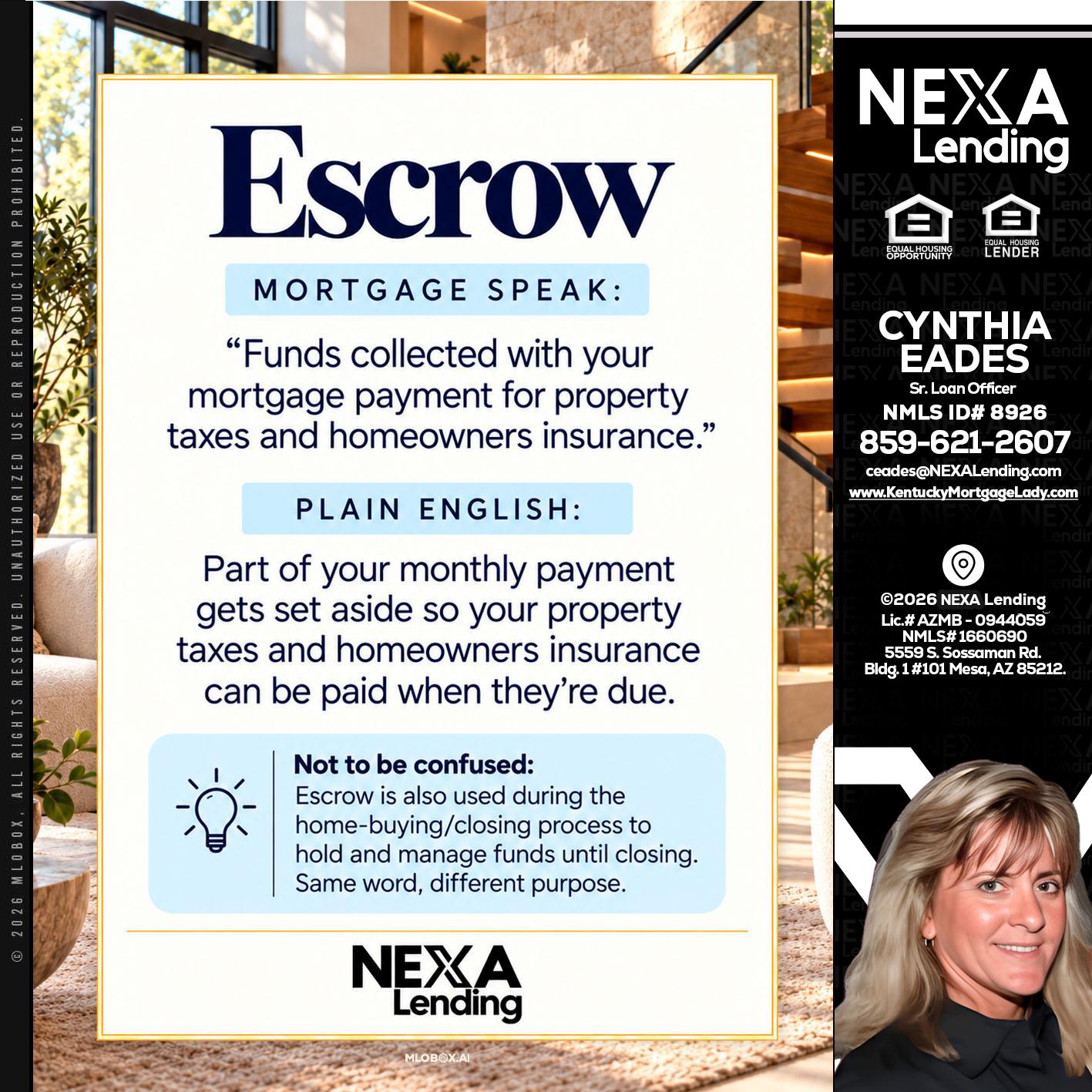 ESCROW - Cynthia Eades -Sr. Loan Officer