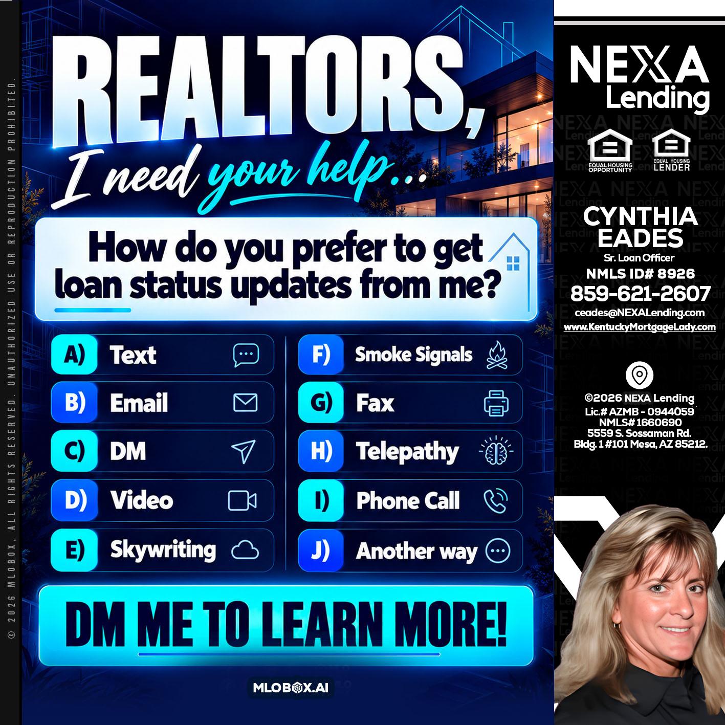 REALTORS - Cynthia Eades -Sr. Loan Officer