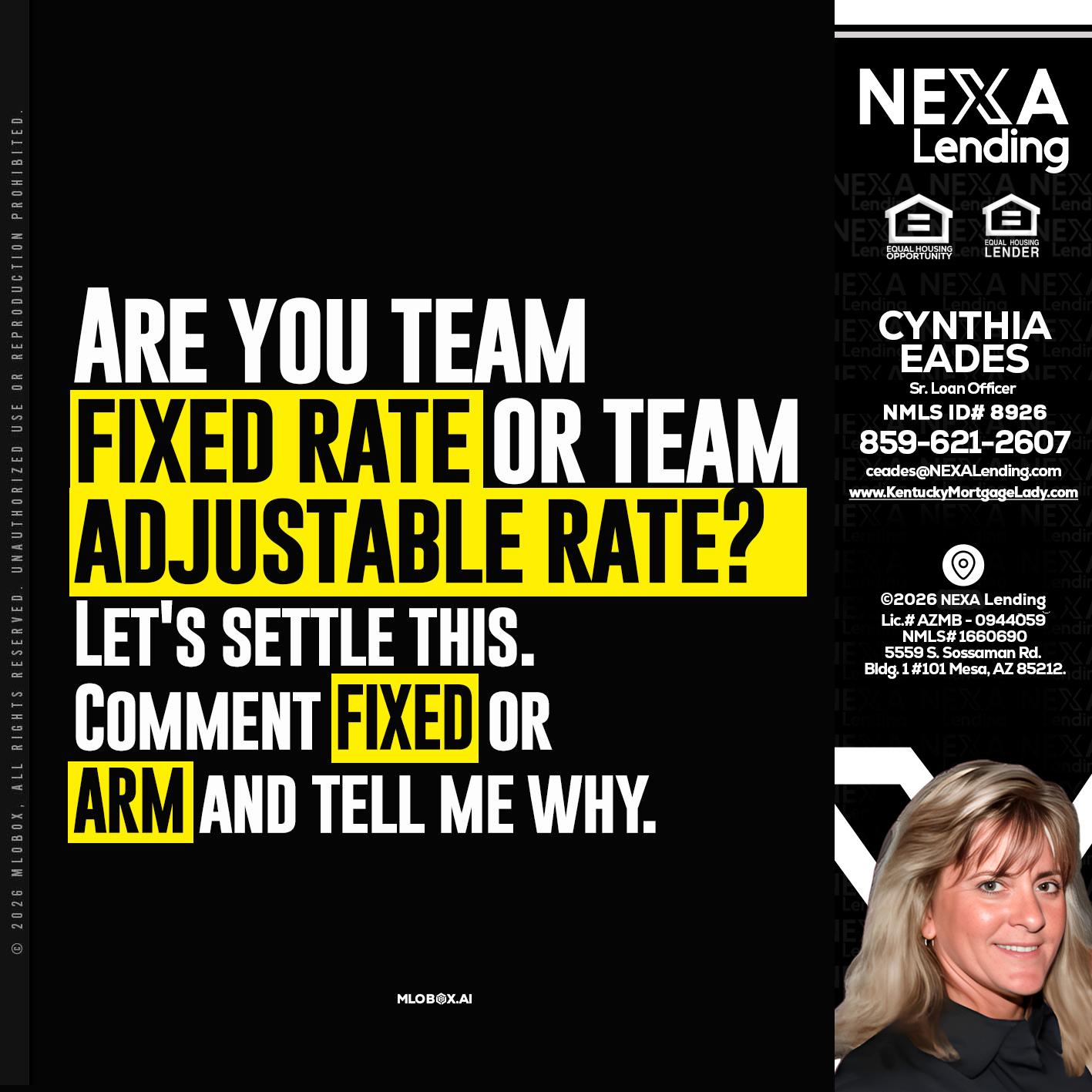 ARE YOU TEAM - Cynthia Eades -Sr. Loan Officer
